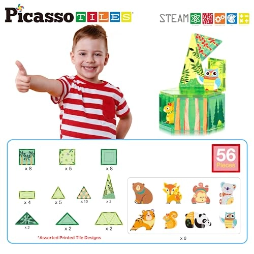 Magnetic Tiles - 8 Character Action Figures Forest Animal 56 pcs