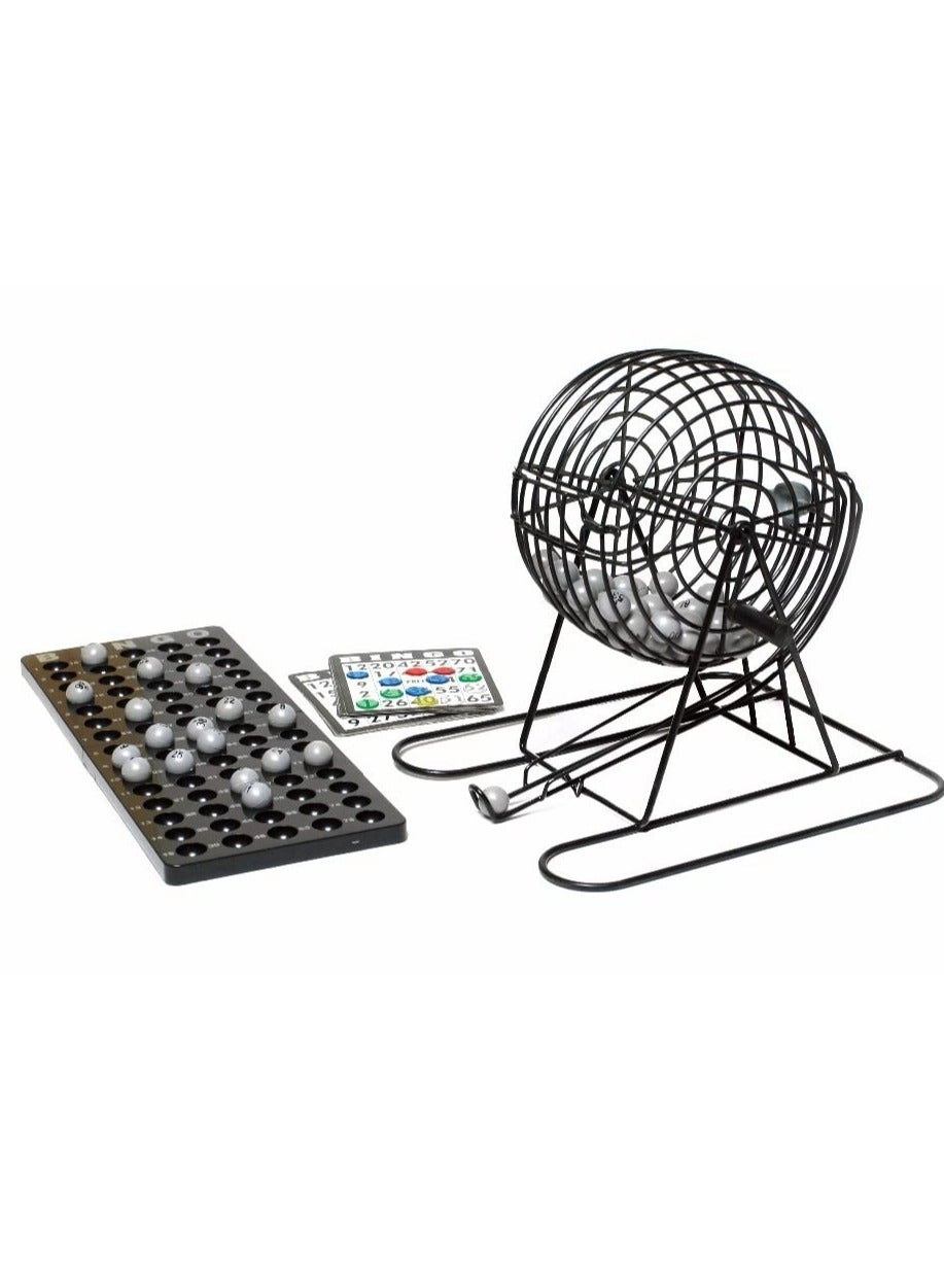 Bingo Cage - Metal + Paper Cards - 18 + Balls - 75 + Bingo Chips - 150