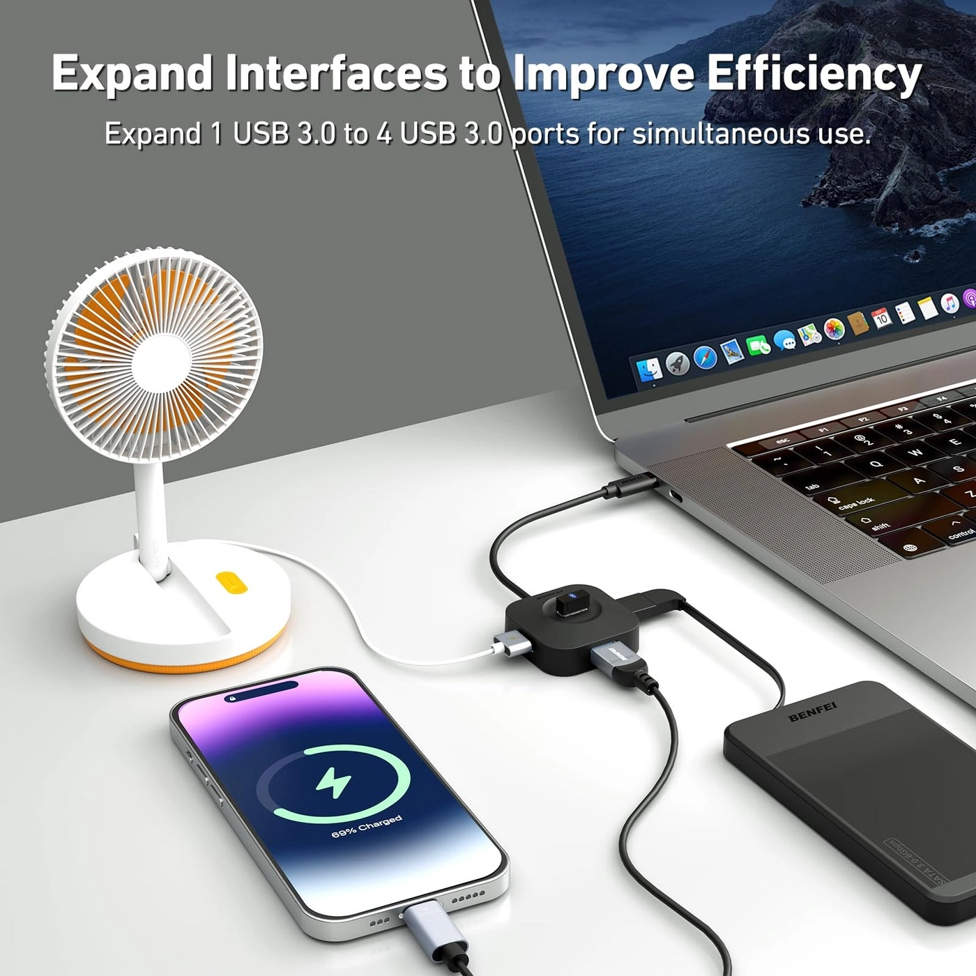 USB 3.0 Hub - 4 Ports USB A Ultra Compact