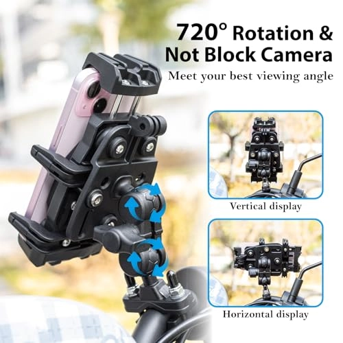 Motorcycle Phone Mount - Vibration Dampener Adjustable Handlebar Fit 5.4''-7.2'' Smartphone