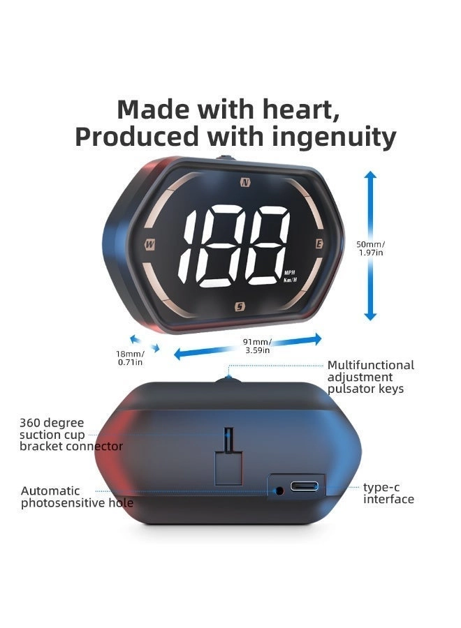 Digital Heads Up Display - GPS 6 modes USB Plug and Play