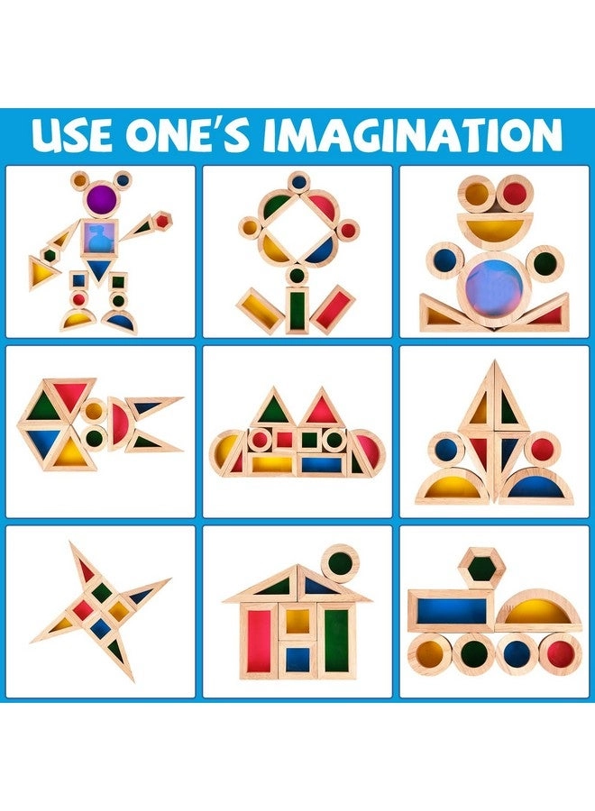 Wooden Rainbow Building Blocks - 32 pcs