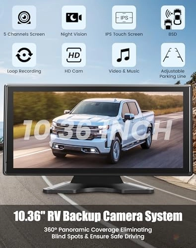 5 Channel 1080p Backup Camera System - Night Vision Wired