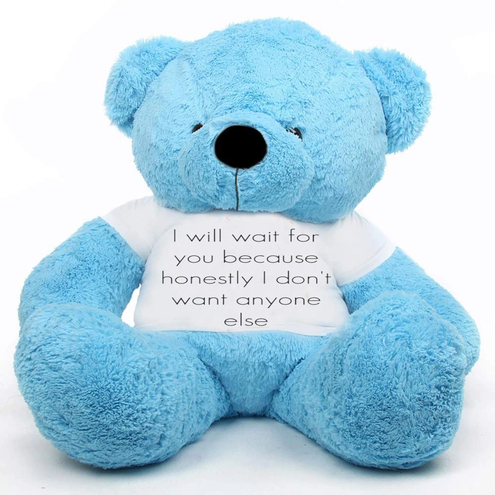 4 feet Blue_T Shirt_ I Love u much Teddy Bear 38 cm Plush Blue