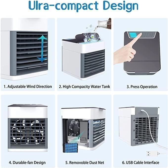Portable Air Conditioner - USB Personal Mini LED Evaporative Cooler