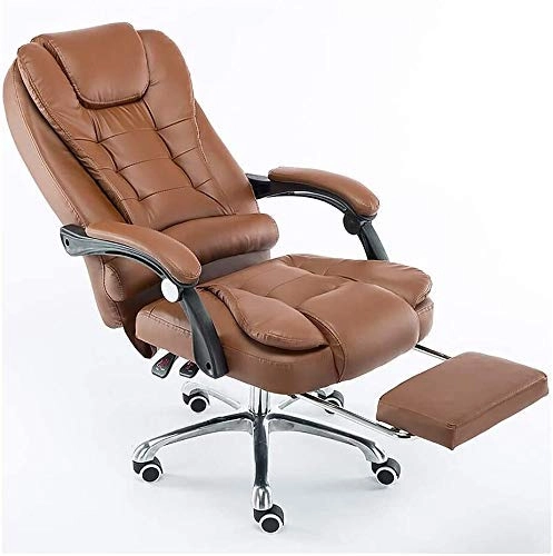 Desk Chair - PU Leather Brown High Back
