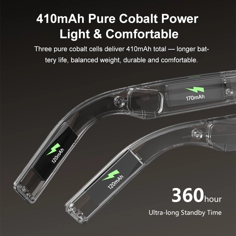 Smart Glasses Pro - Black 410mAh Bluetooth