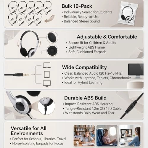 Kids Classroom Earbuds Wired Earbud Pack