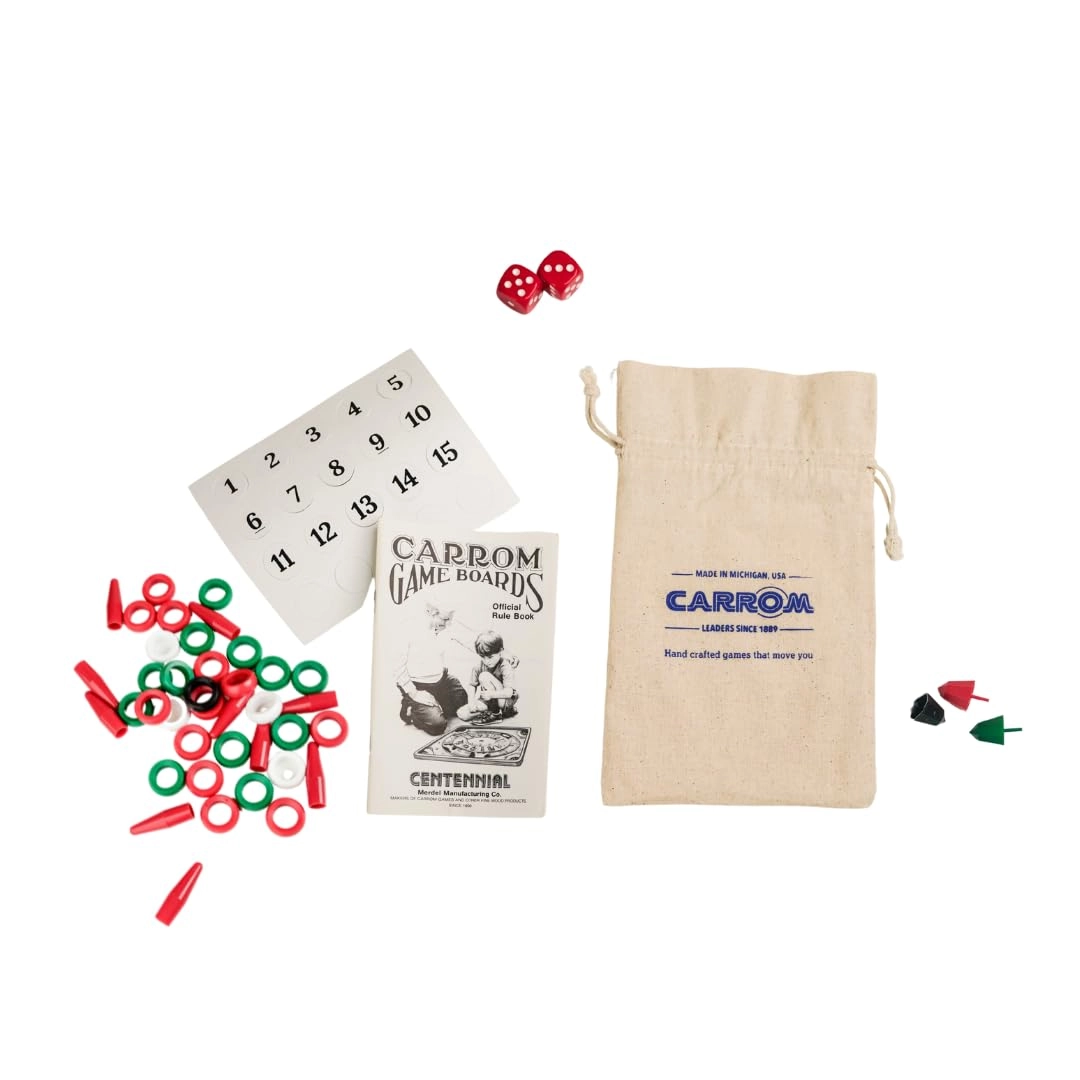 Carrom Board Equipment Set - 46 Playing Pieces Instruction Manual Carrying Case