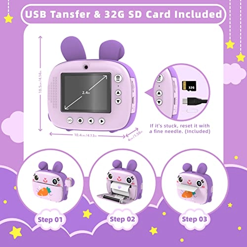 Kids Instant Camera - 2.4 Inch 32GB 12MP