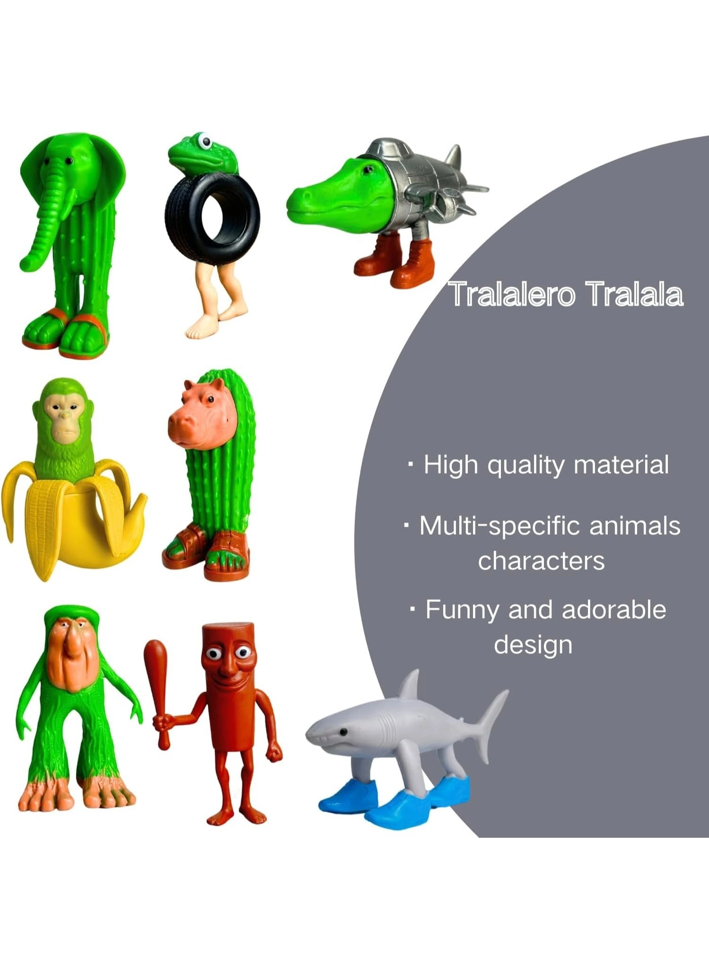 Shan Hai Jing Toy Figure Set - Stickman Tralala Shark With Shoes 8pcs