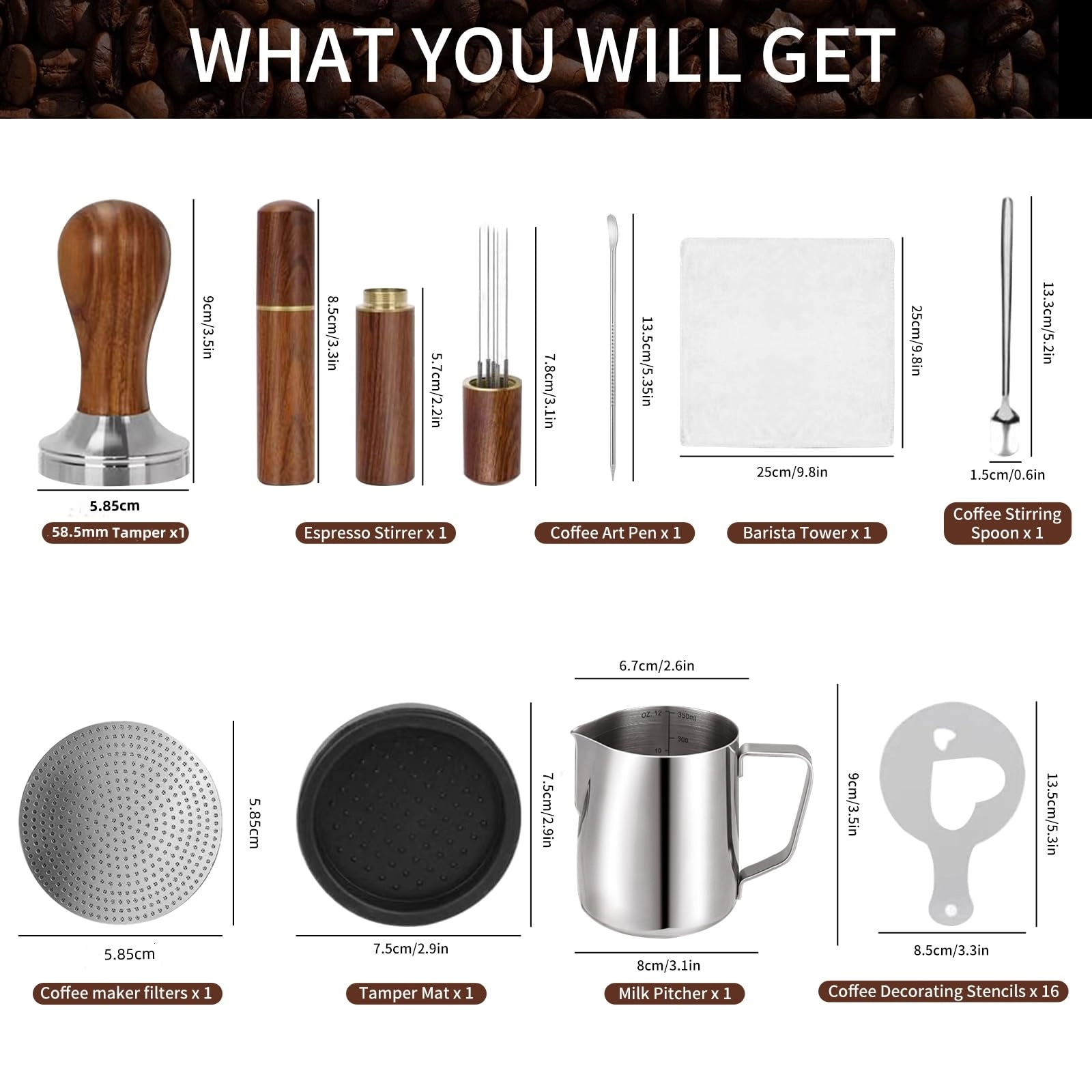 Coffee Tamper Set - 24PCS 58.5mm
