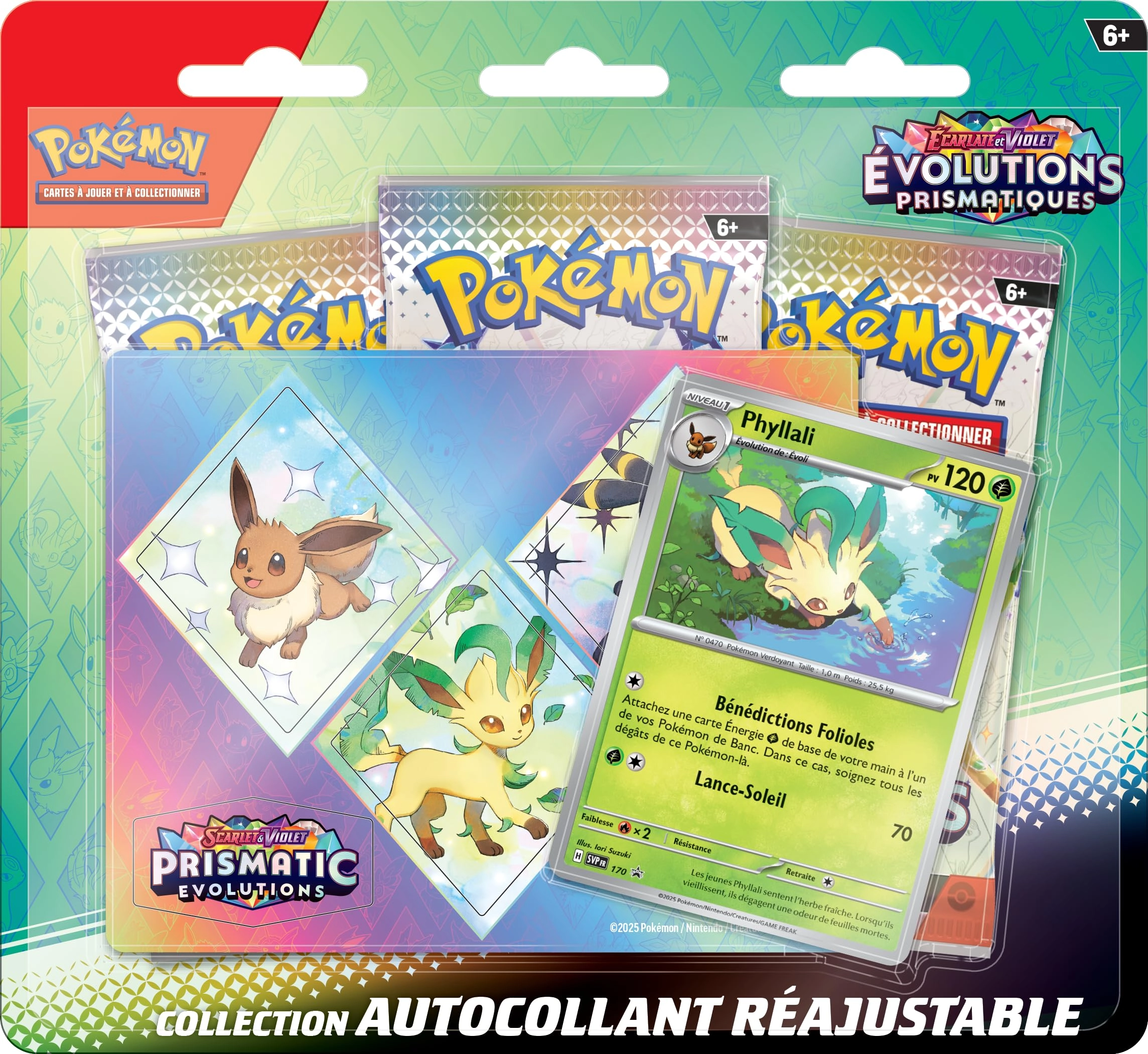 Pokmon Phyllali Promo Card - 1 Glossy French + Prismatic Evolutions Booster - 3pcs
