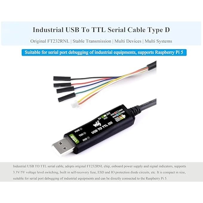 USB TO TTL CONVERTER - FT232RNL chip Separated 4pin Header SH1.0 3PIN Connector