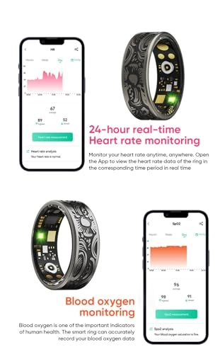 Smart Health Ring - Size 9 Black 7 Day Battery