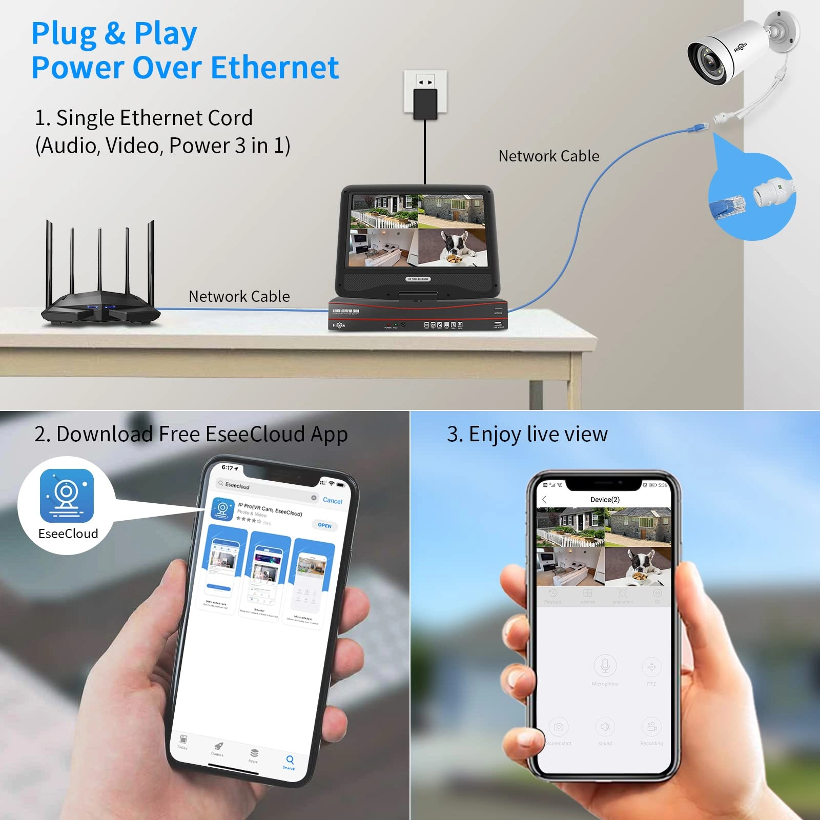PoE CCTV Security Camera System - 4pcs 8CH 5MP
