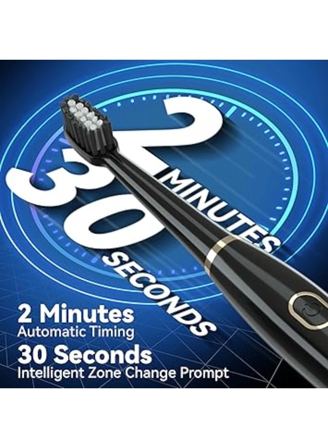 Sonic Electric Toothbrush - 8 Heads 5 Modes Midnight Black