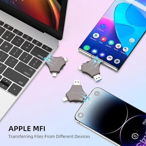 USB 3.0 Flash Drive - Lightning/Type-C/USB for iPhone 128GB