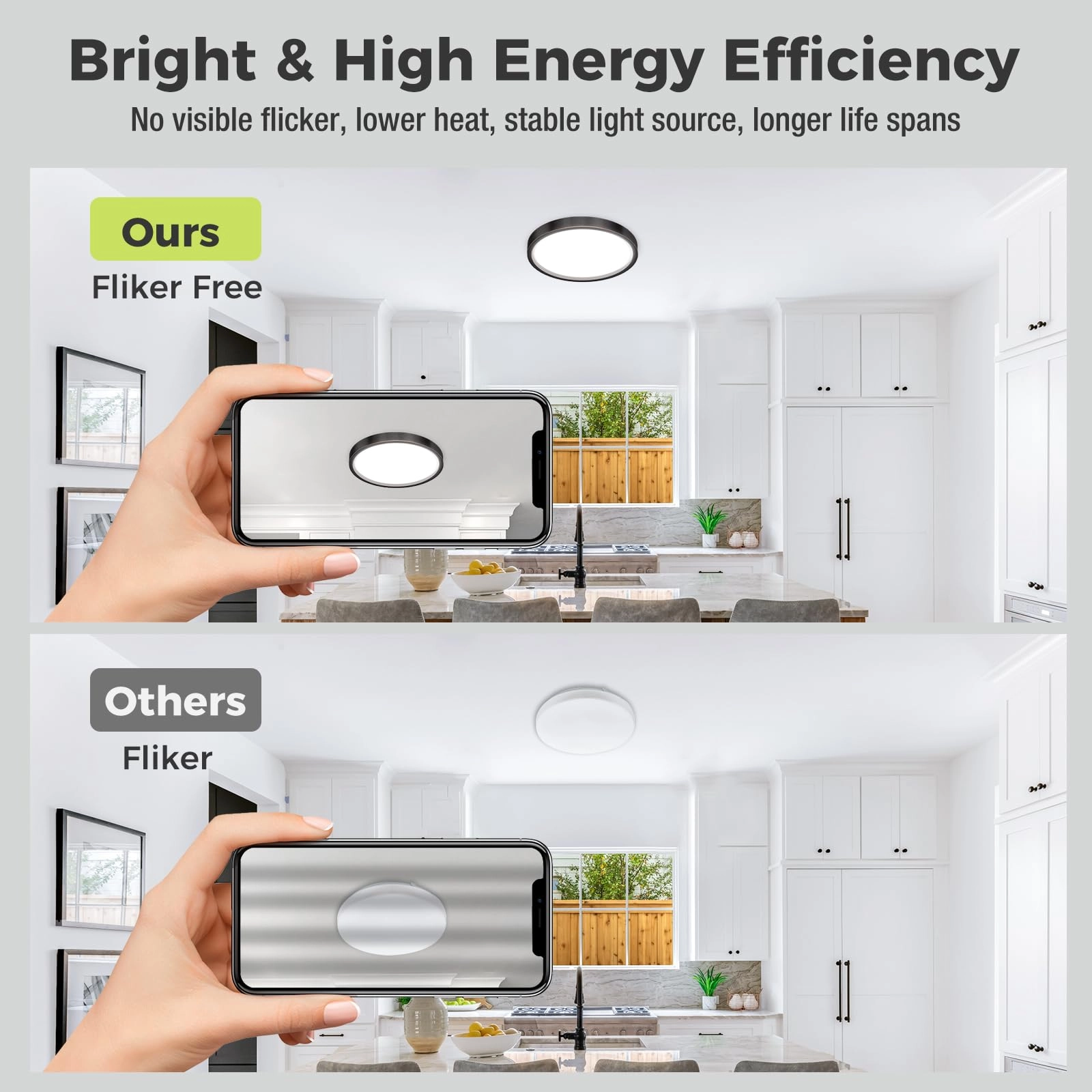 Flush Mount LED Ceiling Light - 3000K 4500K 6000K Dimmable