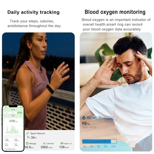 Smart Ring Health Tracker - 24/7 Heart Rate Blood Oxygen Sleep Tracking