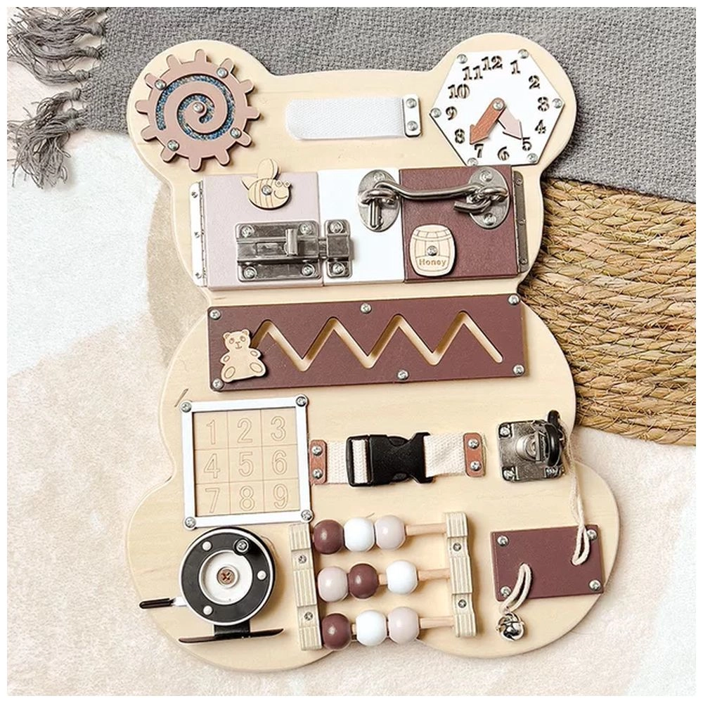 Kids Wooden Activity Busy Board - Suitable for 12 months & above