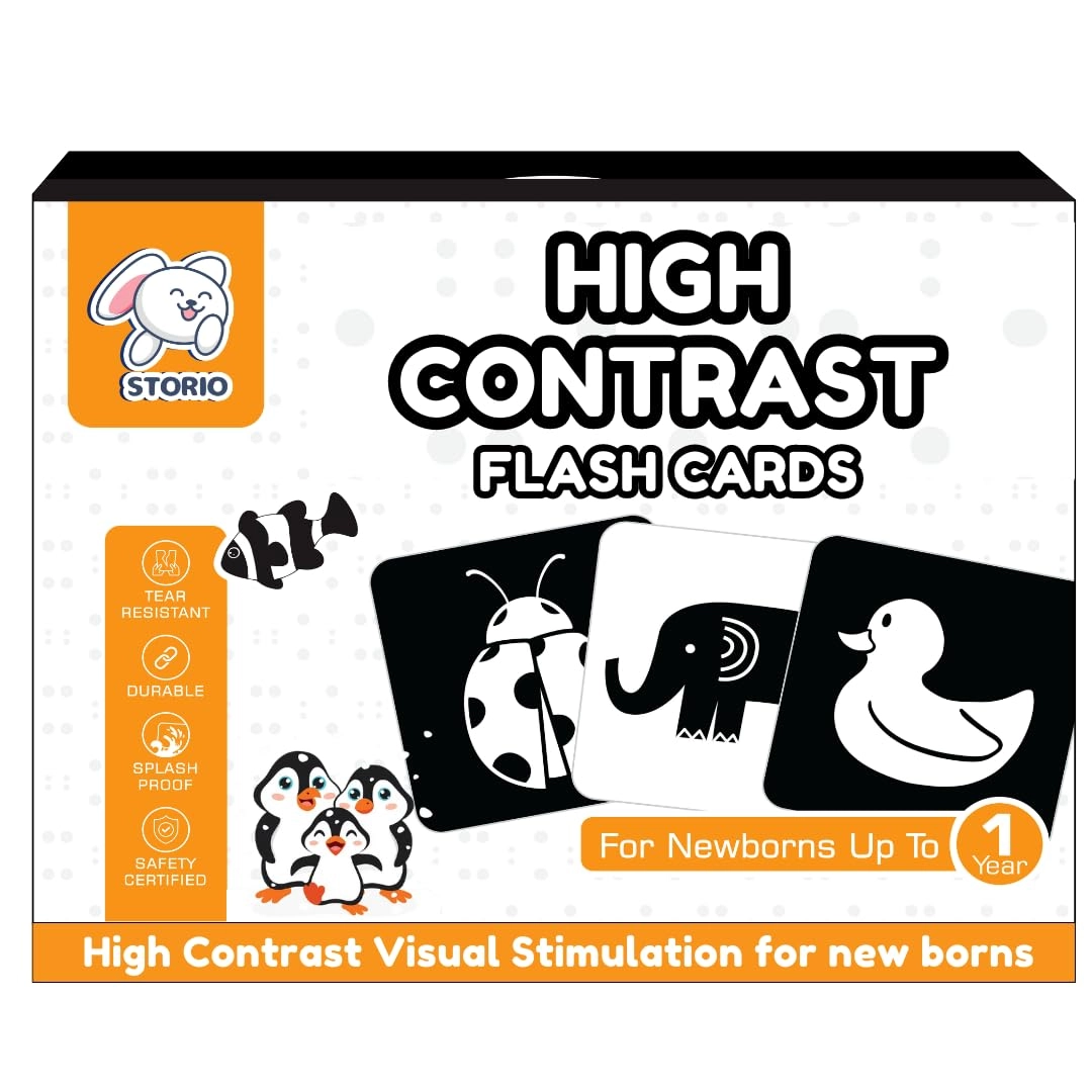 Storio, wecare@storio.in High Contrast Flash Cards - 0 to 12 months 24 pieces