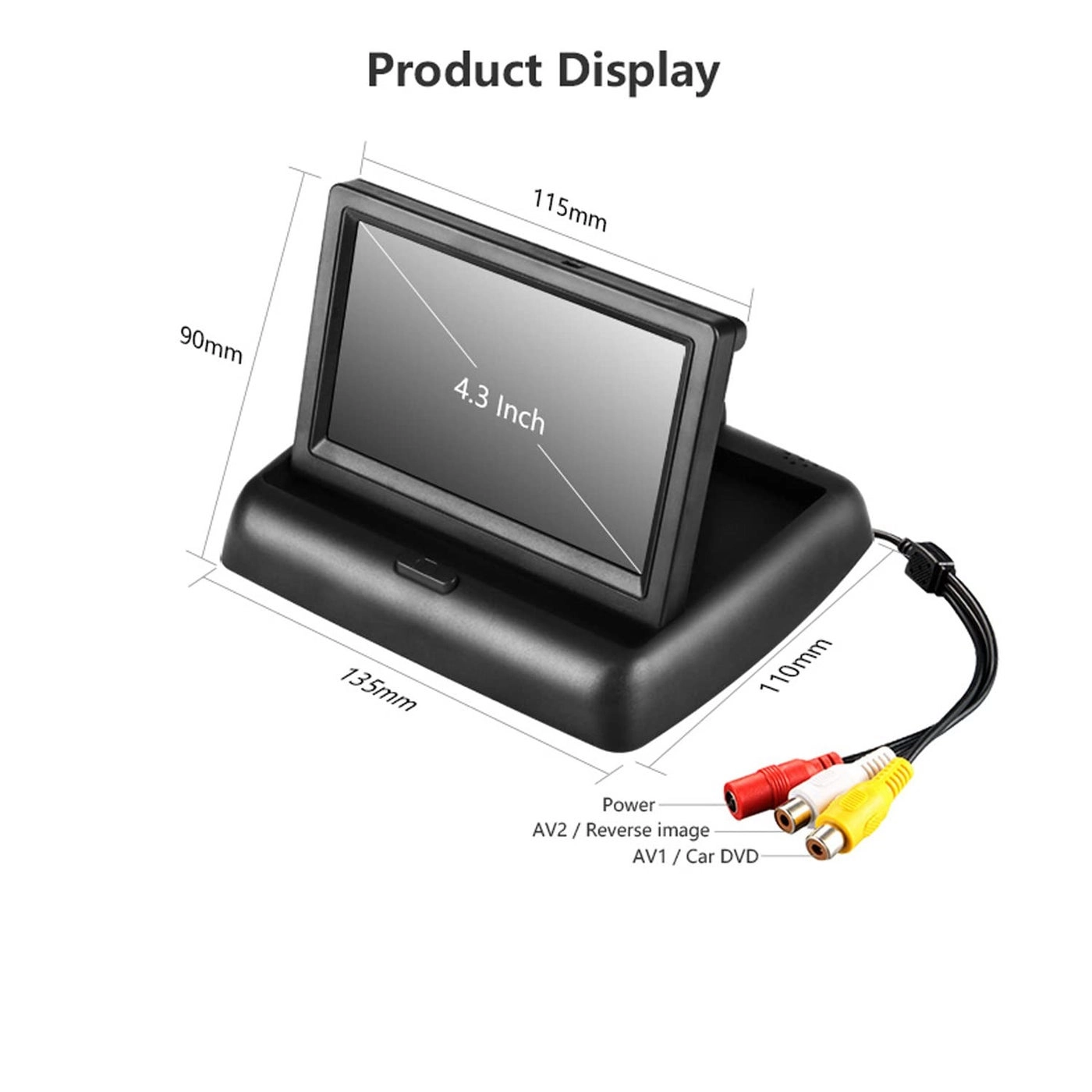 Flip Down Foldable Monitor - 4.3 Inches