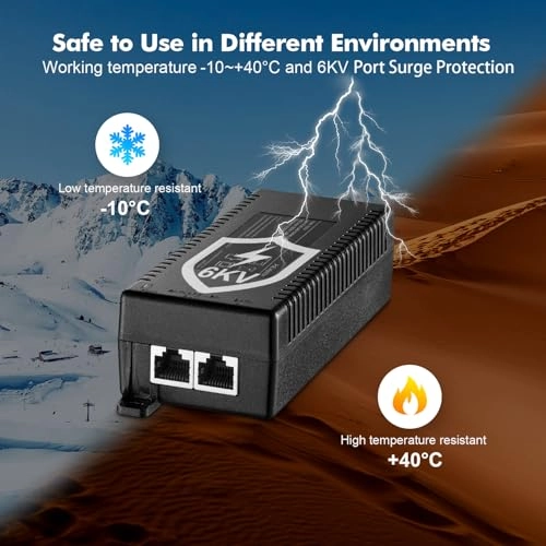 Gigabit PoE+ Injector - 2 Port 60W Ethernet 1000 Mbits