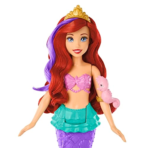 Ariel Swimming Mermaid Doll - Color-change hair and tail Includes seahorse friend