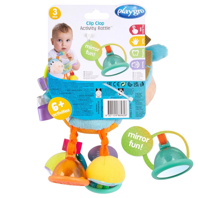 Clip Clop - 3 months & above Polyester, ABS, Cellophane, PETG, PP