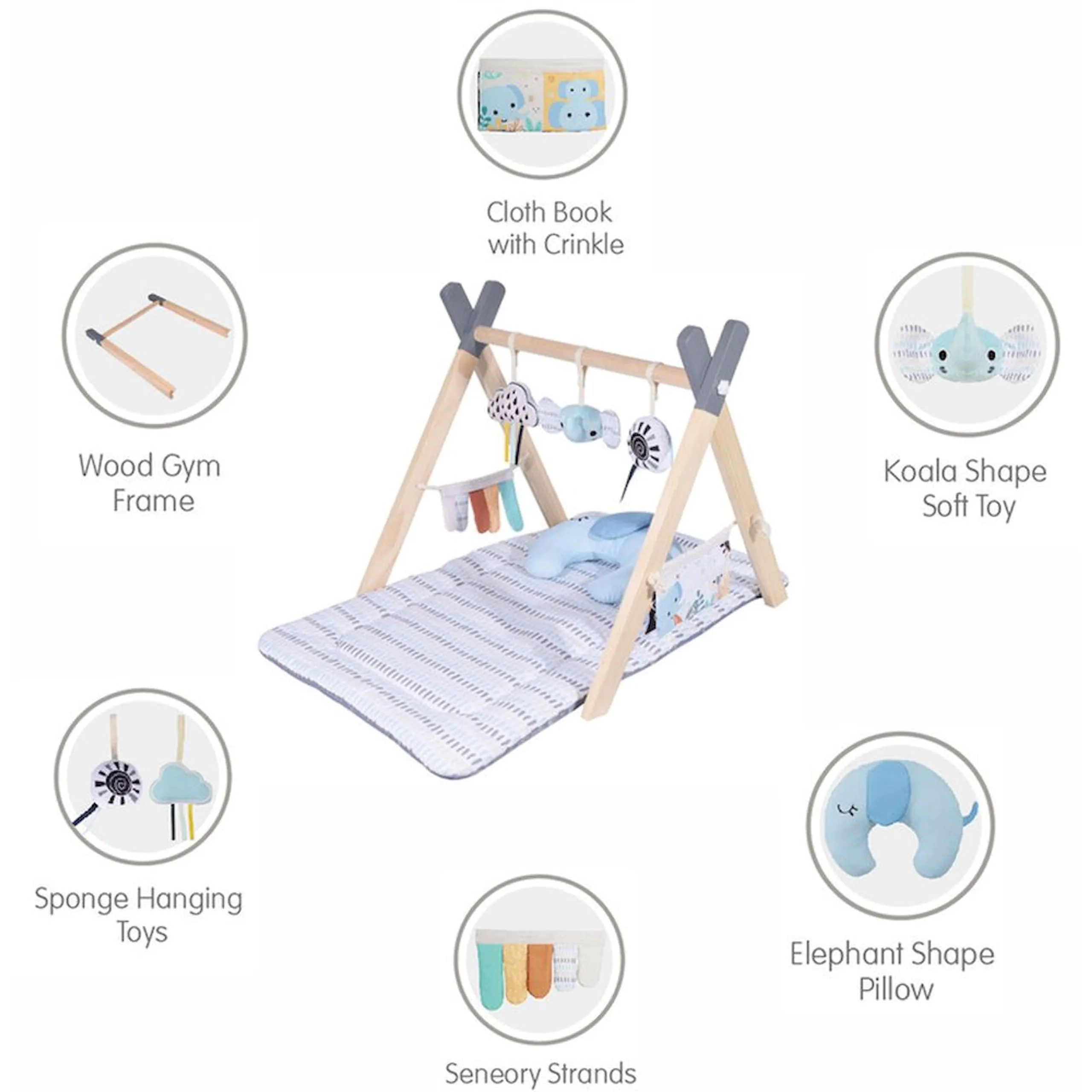 Nyra Wooden Activity Play Gym - Elephant 0 month
