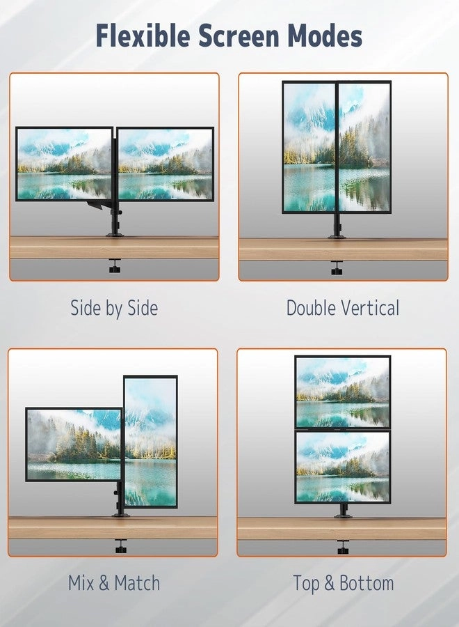 Monitor Wall Mount Dual - 24 inch to 38 inch 75 x 75 mm, 100 x 100 mm