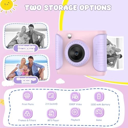 Instant Print Camera - 2.4 Inch Screen 1080P