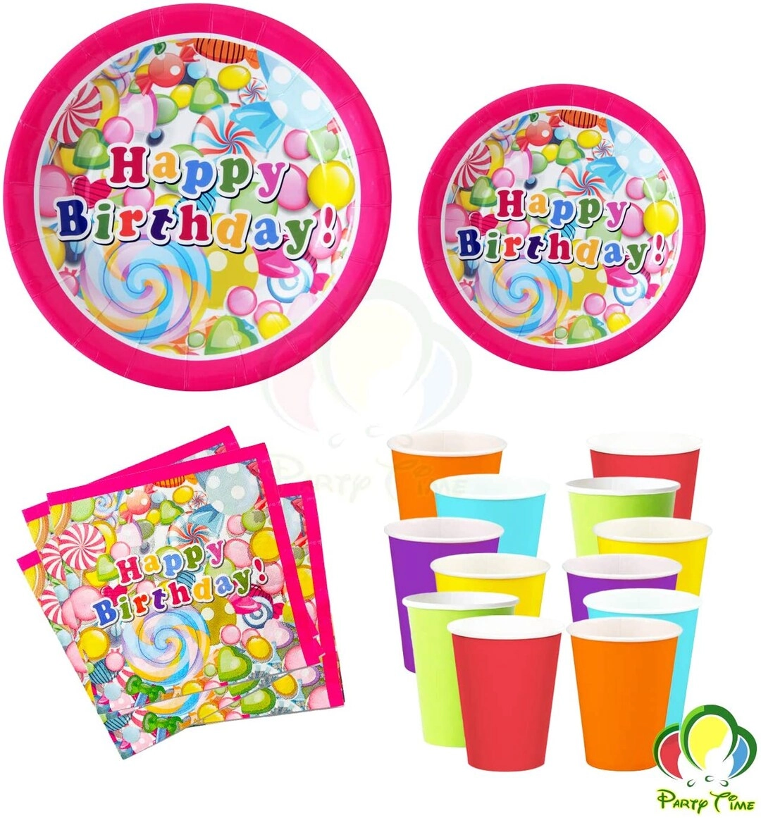 Party Time Trading LLC Party Tableware Set - 48-Pieces Happy Birthday