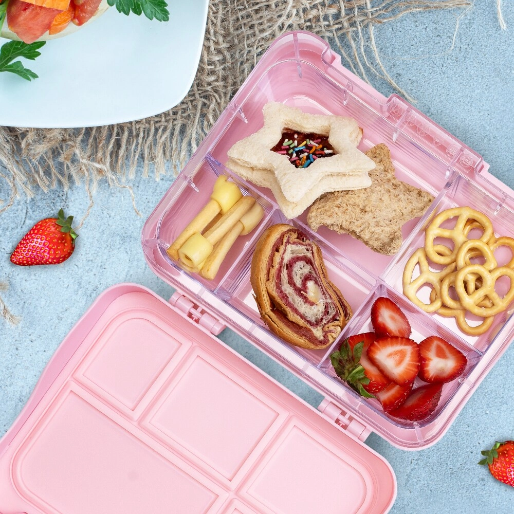Bento Box - 5 & 4 Convertible Compartment + Insulated Lunch Bag - Insulated + Sandwich Cutter + Fruit Picks - 10 Animal Shaped