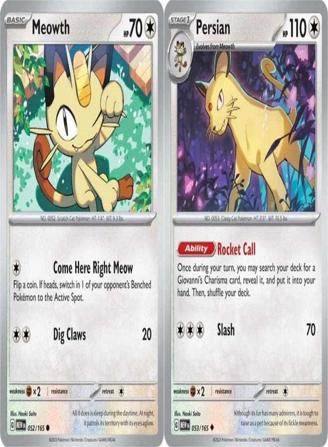 Pokémon Persian 053/165 & Meowth - Pokemon 151 - Evolution 2pcs