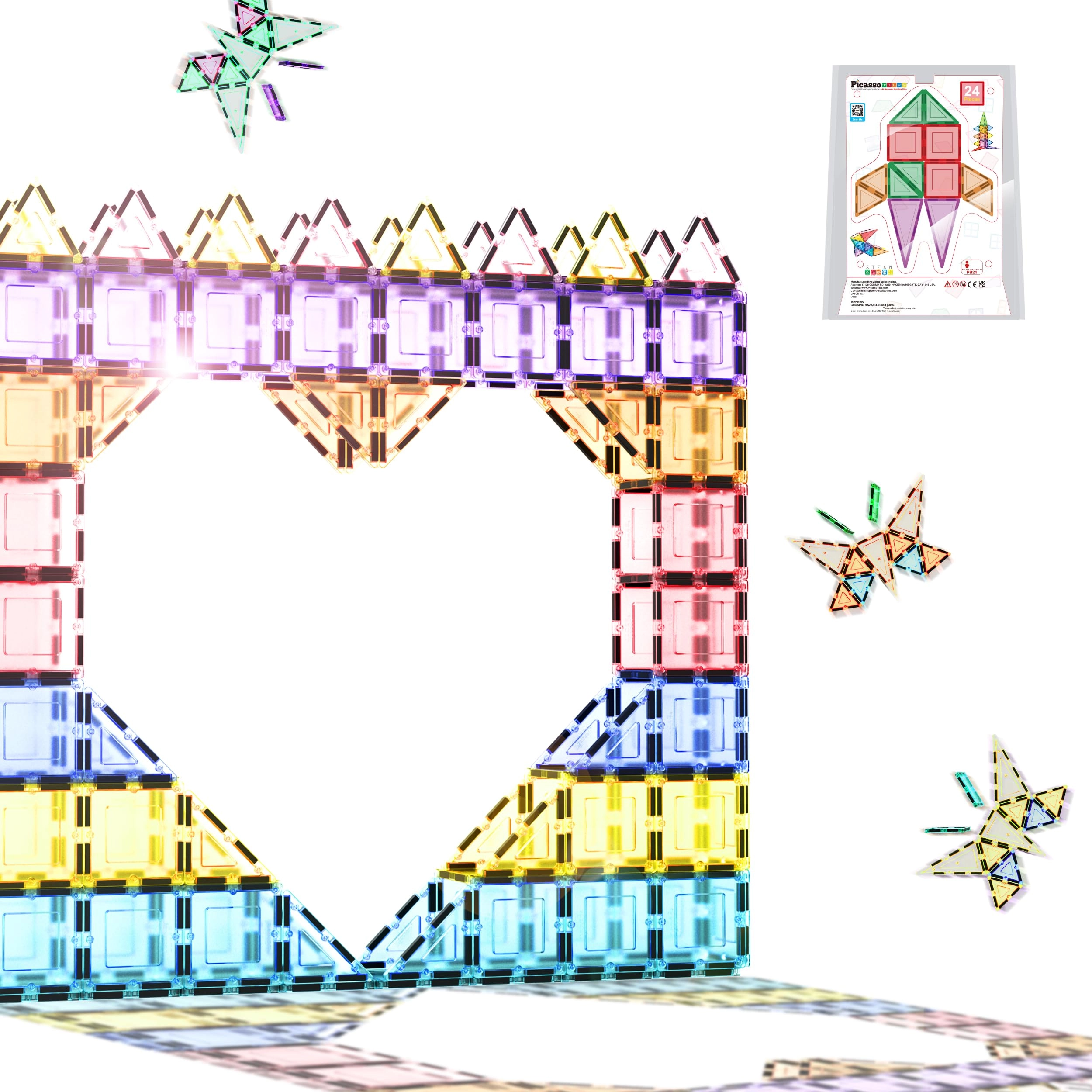 PicassoTiles Magnetic Tiles - 24pcs