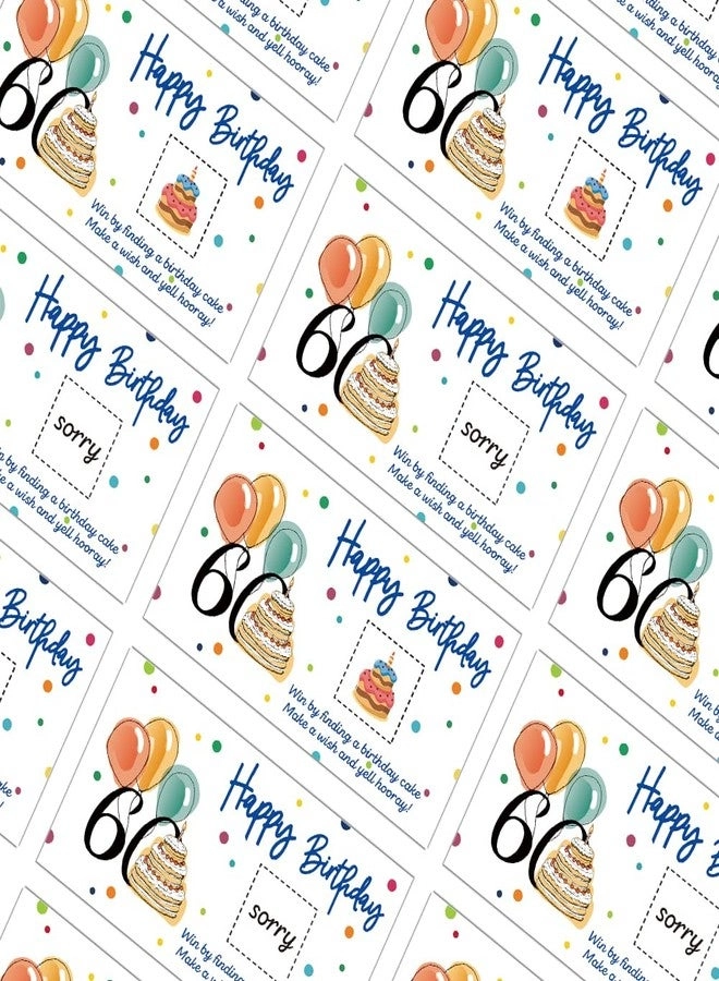 Colorful 60th Birthday Party Game Scratch Off Cards