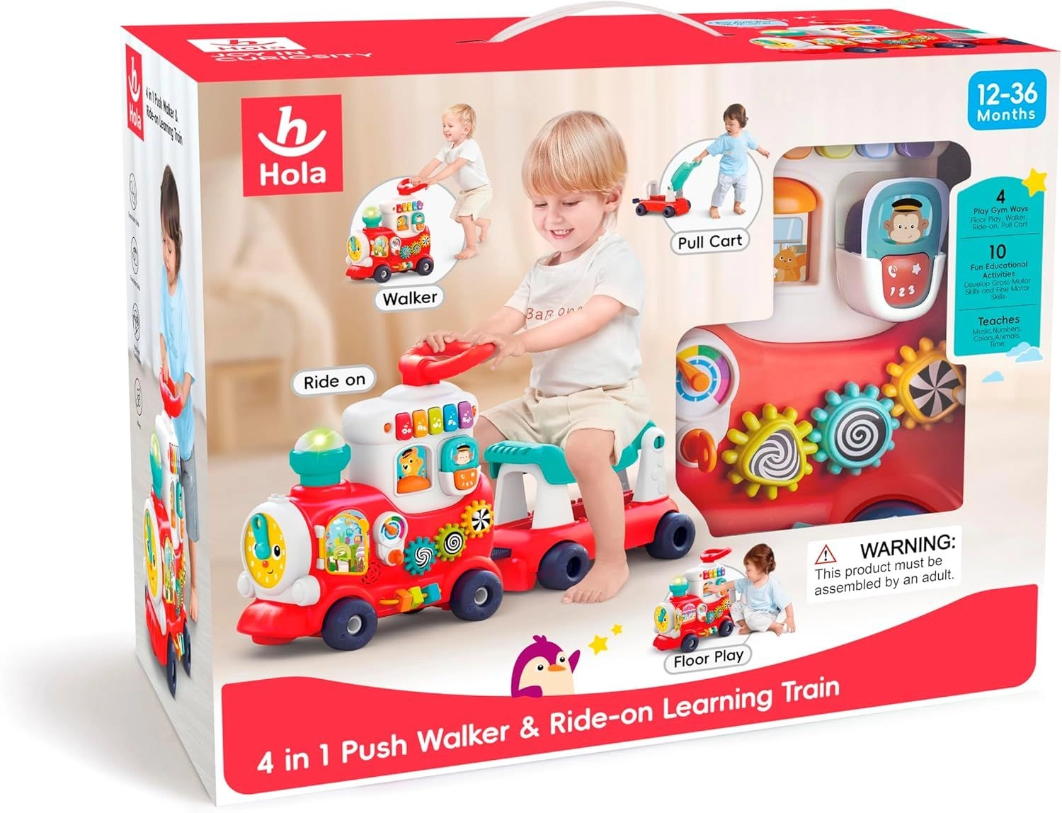Push Walker And Ride On Learning Train - 12 months+ Multi Colour