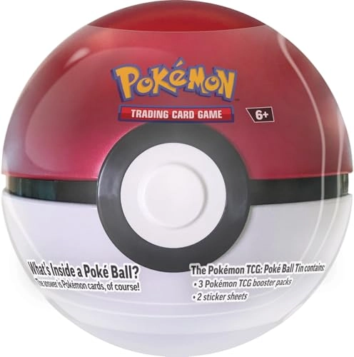Ball Tin Bundle - 9 TCG Booster Packs 7 Sticker Sheets