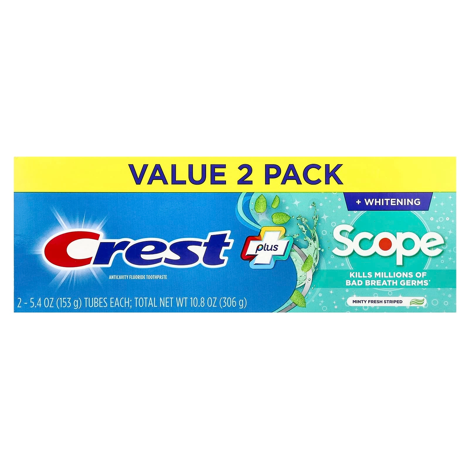 Plus Scope Anticavity Fluoride Minty Fresh Striped Toothpaste 153 g