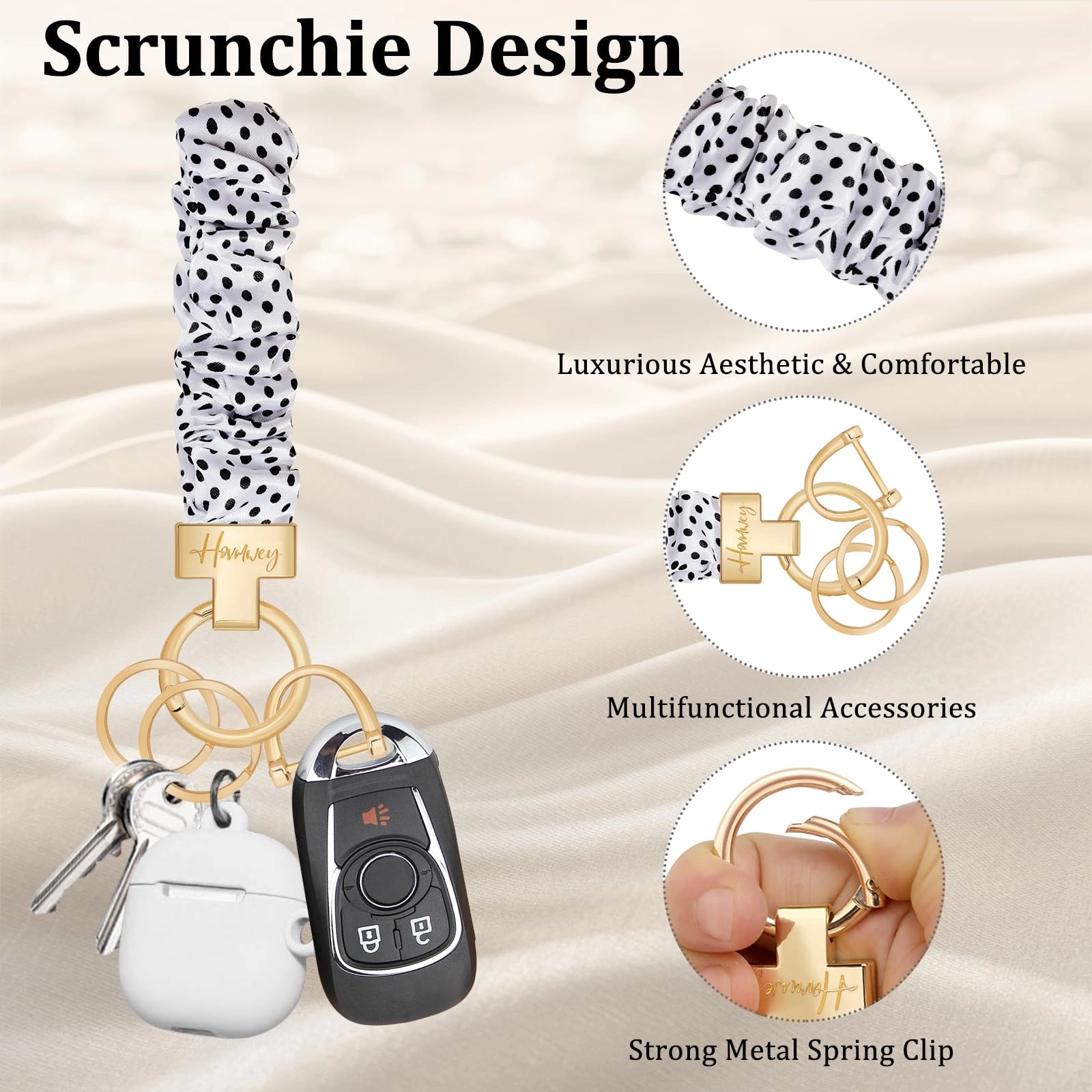 Stretchy Scrunchie Keychain Wristlet - Fun