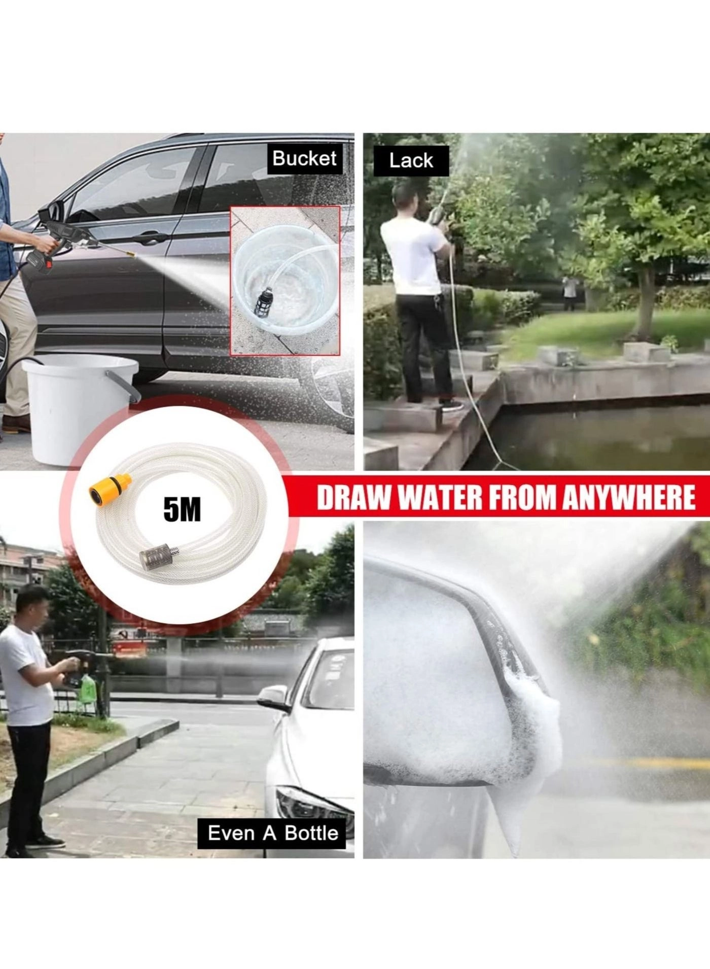 24V Portable Cordless Pressure Washer - 5600mAh Mini Lithium Battery