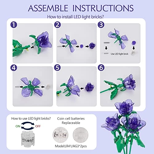 Rose Flower Bouquet Building Set - 126pcs