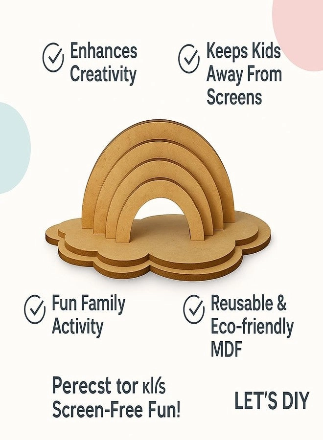 MDF Rainbow Craft Kit - Wooden Cutout 6 Colors 5x7 Inch