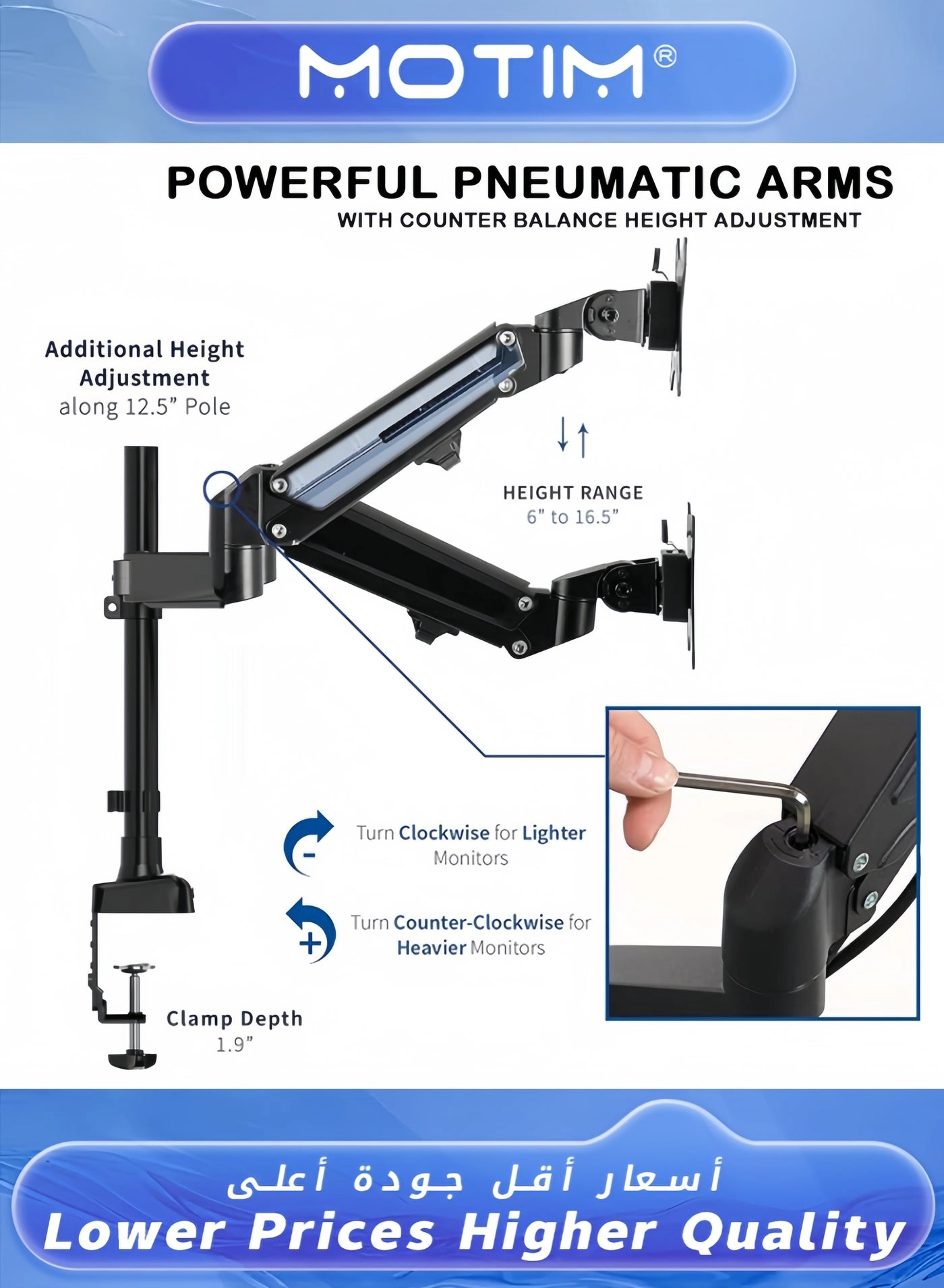 Monitor Desk Mount Stand - Dual 17-27 inch VESA 75x75/100x100mm