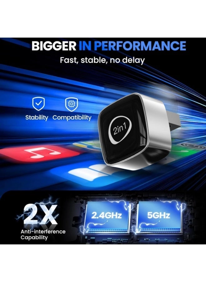 CarPlay Wireless Adapter - 2-in-1 Wireless Plug & Play