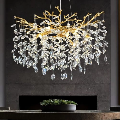 Round Crystal Chandelier - 3000 Kelvin Dimmable