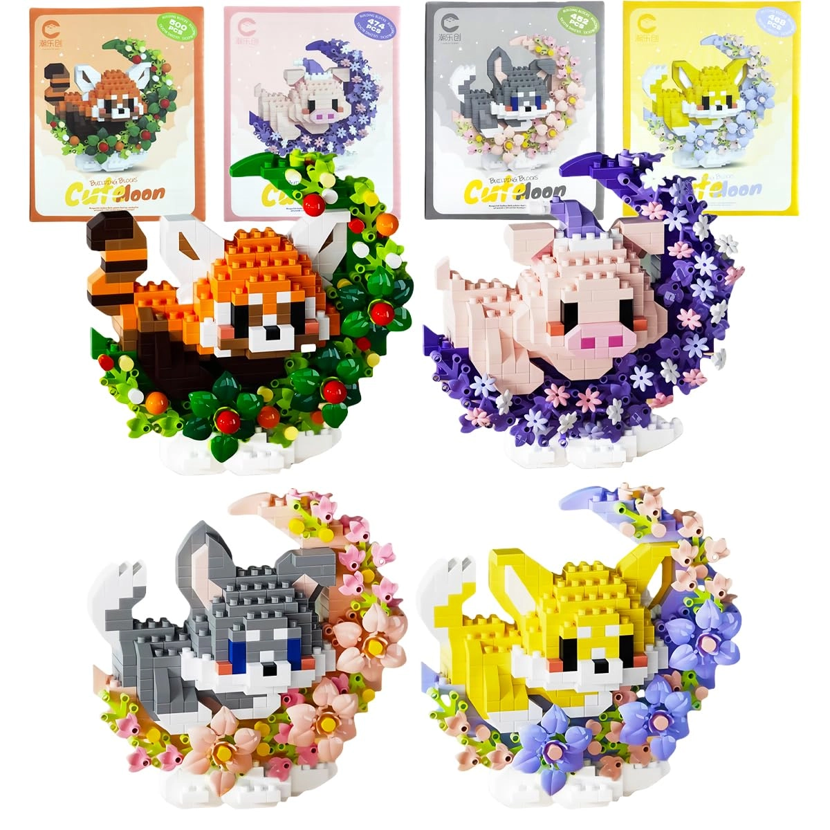 Micro Building Block Sets - Fox Pig Dog Cat Animal, Cartoon