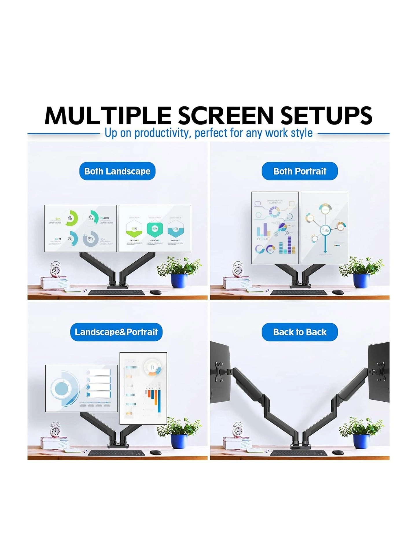 Dual Monitor Stand - 32 Inches 75x75/100x100mm